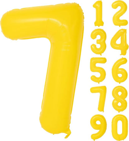 40 Inch Yellow Number 7 Foil Balloon Lemon Yellow Digital 7 Balloon | by YOIOZAIZAI