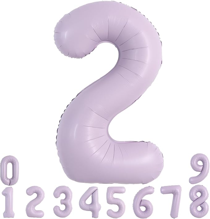 TONIFUL 40 Inch Pastel Purple Number 2 Balloon – Big Lilac Mylar Foil Number by TONIFUL