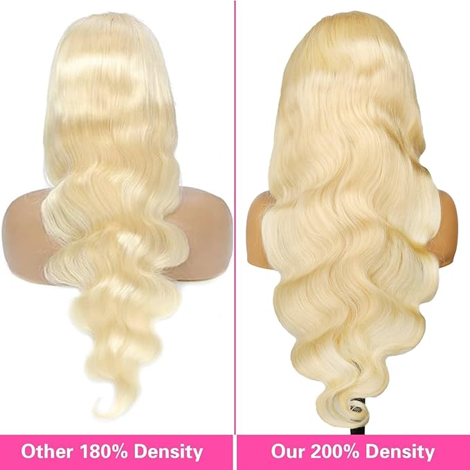 613 Lace Front Wig Human Hair 200 Density Full & Thick 13x6 HD Transparent Lace Body Wave 613 HD Lace Frontal Wig Pre Plucked With Baby Hair Blonde Wigs for women 34 Inch