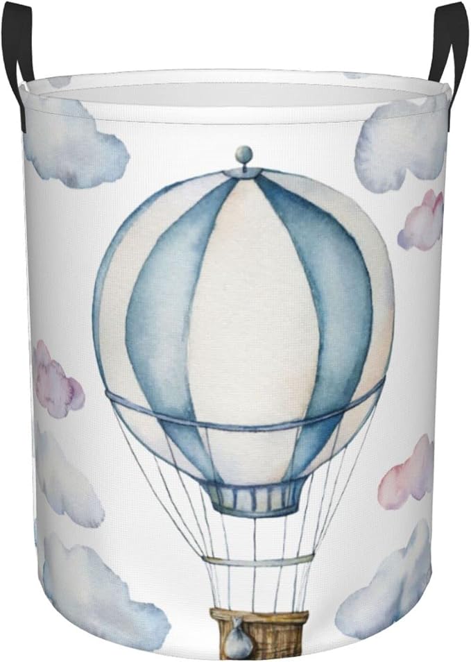 Hot Air Balloon Round Laundry Hamper Storage Basket Toys Clothes Organizer Bin by Gbuzozie