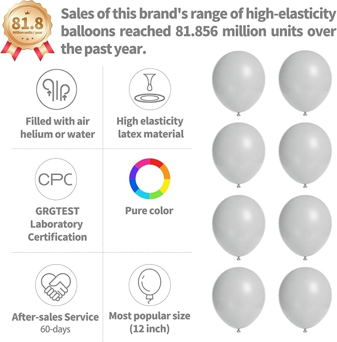 110pcs Grey Balloon 12 inch - Image 2