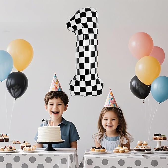 40 Inch Checkered Number Balloon - Image 5