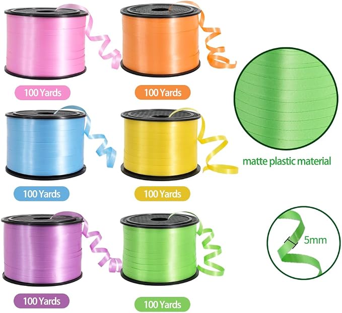 TONIFUL 6 Colors Light Rainbow Curling Ribbon Balloon String - Image 2