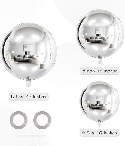 18 Pcs Foil Balloons Shiny Round Balloons Set Large Balloon Garland Arch - Image 4
