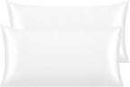 NTBAY 2 Pack Satin King Pillowcases for Hair and Skin, Luxurious and Silky Pillow Cases with Envelope Closure, 20x36 Inches, White