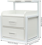 Suspended Salon Station for Hair Stylist, Wall Mounted Styling Salon Station Storage Cabinet w/2*Drawers &Hair Dryer Stand,Floating Nightstand Stylist Storage Cabinet for Home (Sliver+White)