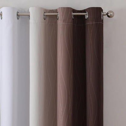 Brown and Greyish White Blackout Curtains 54 Inch Length, Full Light Blocking - Image 4