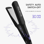 iQUE Flat Iron Hair Straightener & Curler 2-in-1 | Titanium Plates with Ionic Function | Heats in 2 Sec | Adjustable Temp up to 480°F | LCD Display | Dual Styling Tool | Dual Voltage 100-240V | 1.75"