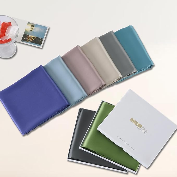 ZIMASILK Upgraded 100% 6A Grade Pure Mulberry Silk Pillowcase for Hair and Skin Silk Pillow Cases with Reinforced Hidden Zipper, More Soft & Durable, Gift Box (Queen 20"x30" Black)