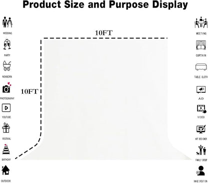 White Photography Backdrop for Photoshoot, Fabric 10x10ft | Polyester Studio - Image 8