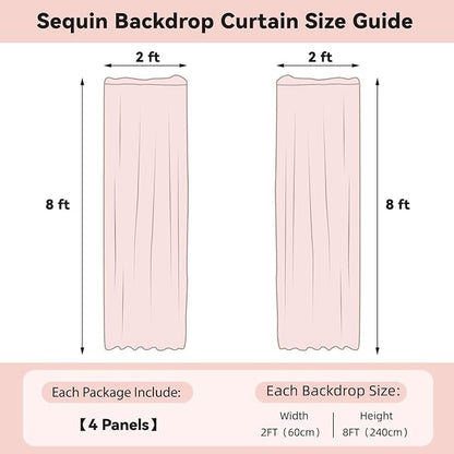 Sugargirl Black Gold Sequin Backdrop Curtain 4 Panels 2FTx8FT Glitter Black - Image 7