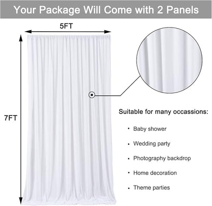 10 ft x 7 ft Wrinkle Free White Backdrop Curtain - Image 7