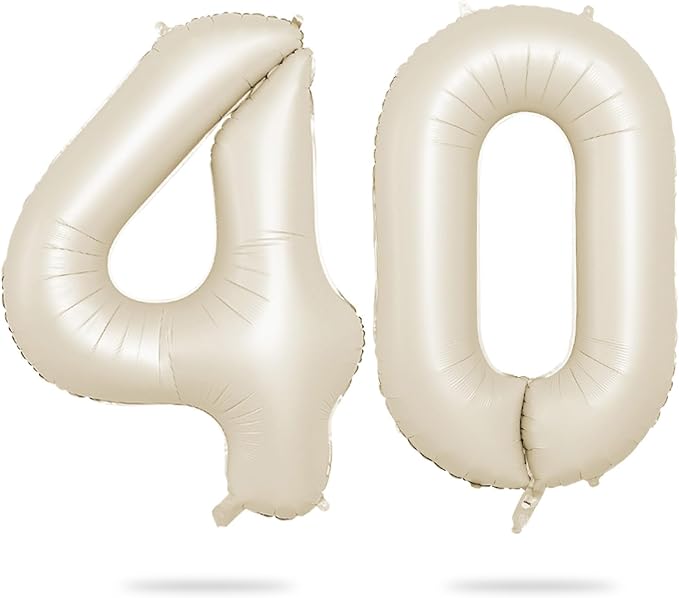 Biapian 40 Inch Cream Number 40 Balloon, 40th Birthday Balloons, Big Digital 40 by BIAPIAN