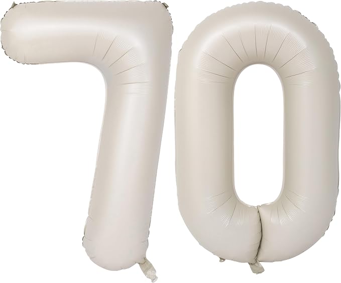 40 In Cream white Number Balloons Helium Foil Mylar Balloon Digital 70 | by Exquisitehighqualitypartydecorationstomeetyoureveryneed%EF%BC%81