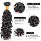 32 Inch Water Wave Bundles Natural Black Human Hair Bundles Unprocessed Brazilian Virgin Remy Hair Extensions Niegmeag Double Weft Hair Weave 100g/Pc