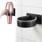 Dryer Holder Wall Mounted, Adhesive Stainless Steel Blow Dryer Stand Hair Tool Hairdryer Storage Organizer Hanger for Bathroom Cabinet Door Barber Shop (Black)