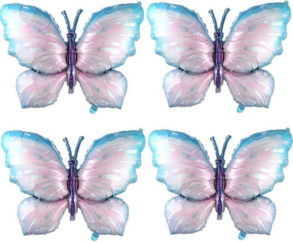 Butterfly Balloons 4 Pieces for Butterfly Themed Party Decoration | 40inch Blue by GIHOO