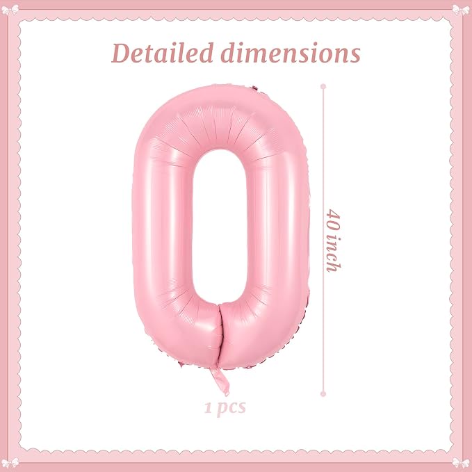 40 Inch Pink Number 0 Balloon Suitable - Image 2