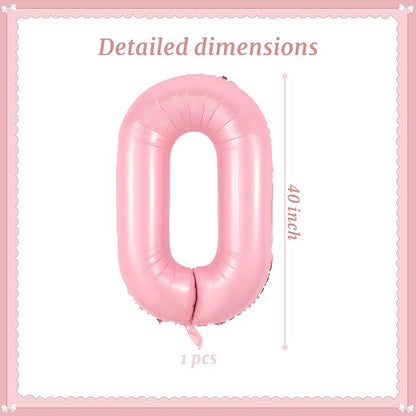 40 Inch Pink Number 0 Balloon Suitable - Image 2