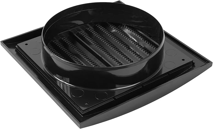Repa Market 6 Inch Black Dryer Vent Hood/Duct Cover for Walls or Ceiling/ABS Plastic Louvered Air Grille with Built-In Mesh Screen/Exhaust and Dryer Vent Covers for Indoor & Outdoor Use