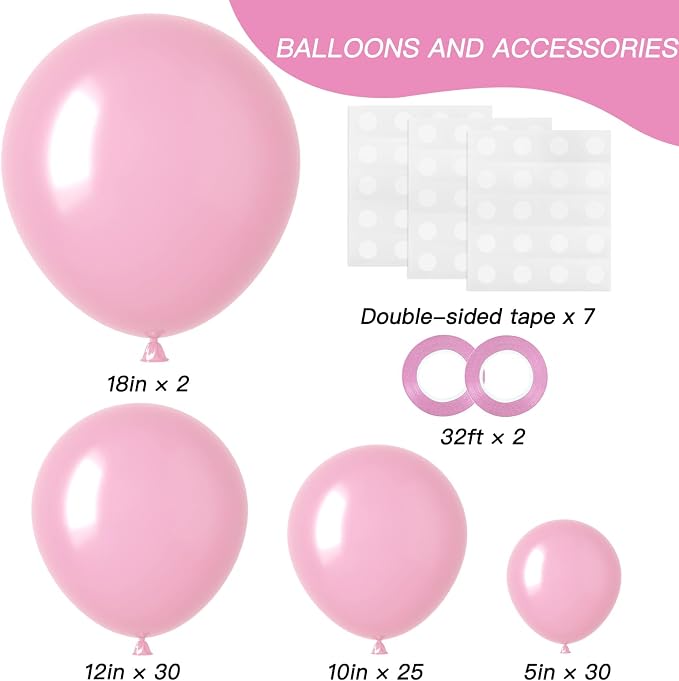 RUBFAC 87pcs Light Pink Balloons Different Sizes 18 12 10 5 Inches - Image 2