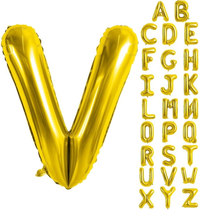 Gold Letter Balloons 40 Inch Large Letter V Balloon Aluminum | Foil Mylar Big by YUNSHANGMO
