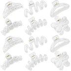 12 Pcs Claw Clips, Multi-Shapes Hair Clips for Women Girls, Non-Slip Large Jaw Claw Clips for Thick Thin Curly Hair Accessories (Clear)