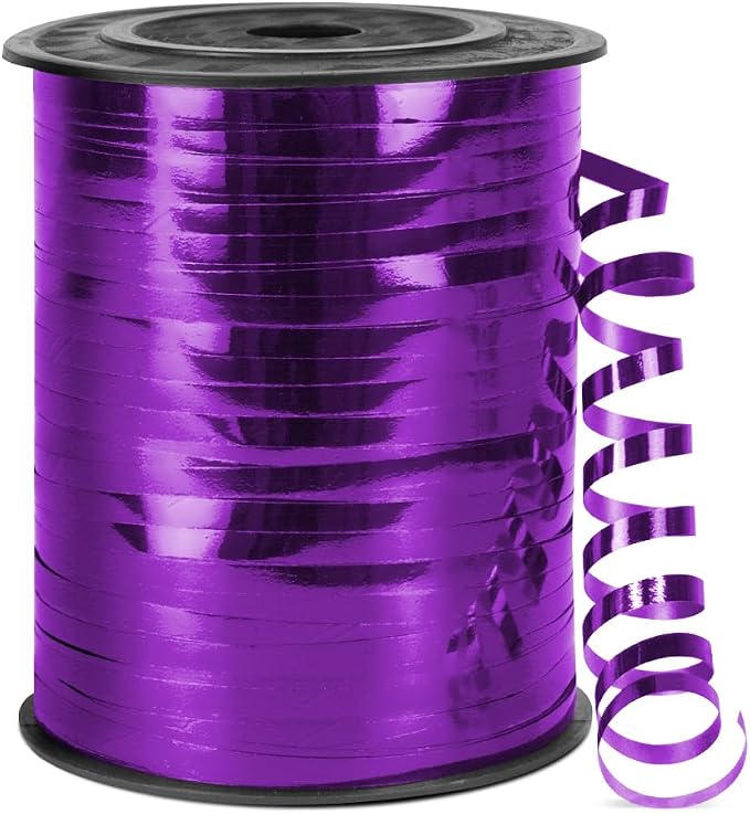 500 Yards Metallic Shiny Purple Curling Ribbon, 1/5" Curly Ribbons by Isaspire