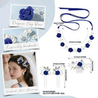 Wedding Hair Accessories Hair pieces Set Crystal bridal hair pins Rhinestone Pearl hair comb Brides and Bridesmaids, Girls, Women(（4PCS/SET BLUE)