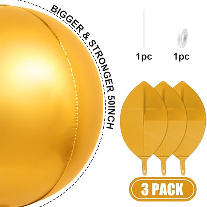 50 Inch Giant Gold Round Foil Balloons - Image 2