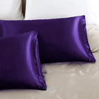 Aormenzy Satin Pillow Cases for Women King Size Set of 2, Purple Satin Pillowcase for Hair with Envelope Closure Silky Pillow Covers Wrinkle, Fade Resistant (20x40 Inches)