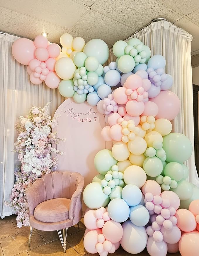 453Pcs Pastel Balloon Arch Kit, 7 Macaron Assorted Colors Balloon Garland Kit - Image 6