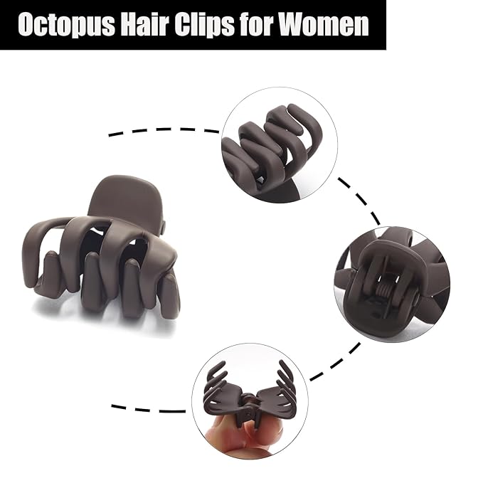 Cobahom 12 Pack Small Hair Claw Clips 1.2 Inch Matte Hair Clips for Thin Hair No-Slip Mini Hair Clip Hair Styling Accessories for Women and Girls (Matte Chocolate)
