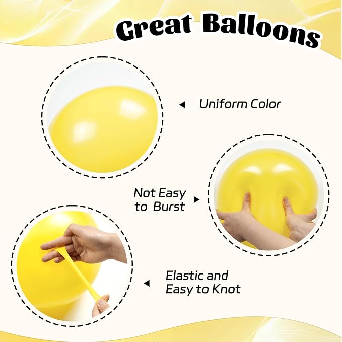 60pcs Yellow and White Balloons 12inch - Image 3