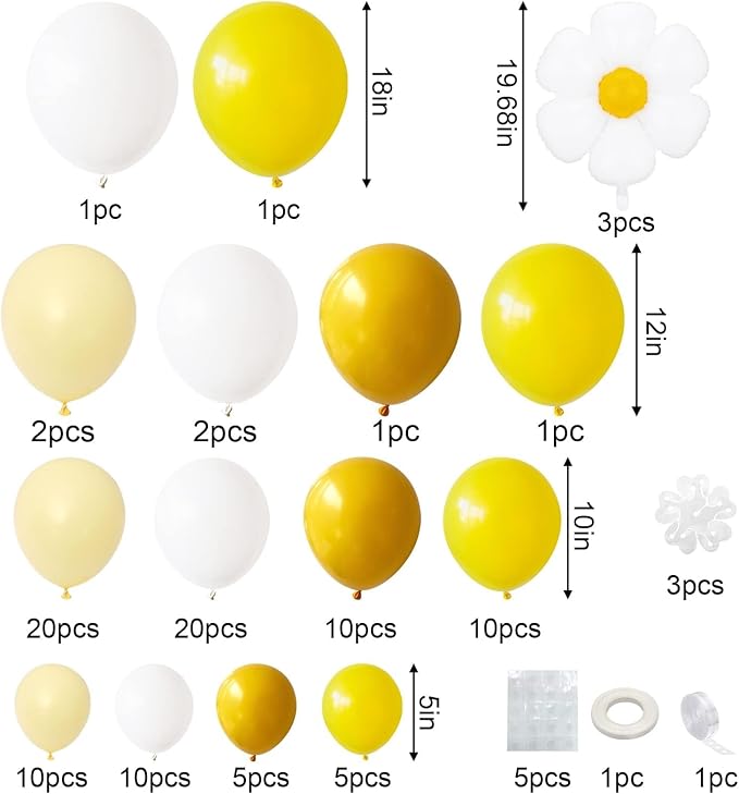 Yellow Balloon Arch Kit, Daisy Balloon Garland - Image 2