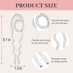 IRIS 2PCS French Hair Pins Large U-Shaped Pins for Women and Girls Fashion Metal Hair Pin French Twist Hair Pins for Buns, Updos,Stylish and Functional(set7-silver)
