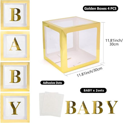 Voircoloria Baby Boxes with Letters, 4 Transparent Balloon Boxes | - Image 2