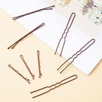 300 Pcs Brown Wave-Shaped and U-Shaped Bobby Pins Mix Metal Hair Pins Hair Accessories for Women Stylists Hair Sticks Girl