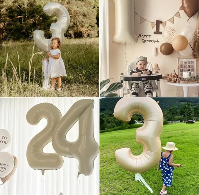 2 Balloon Numbers Birthday Decorations, 40In Cream Balloons - Image 5