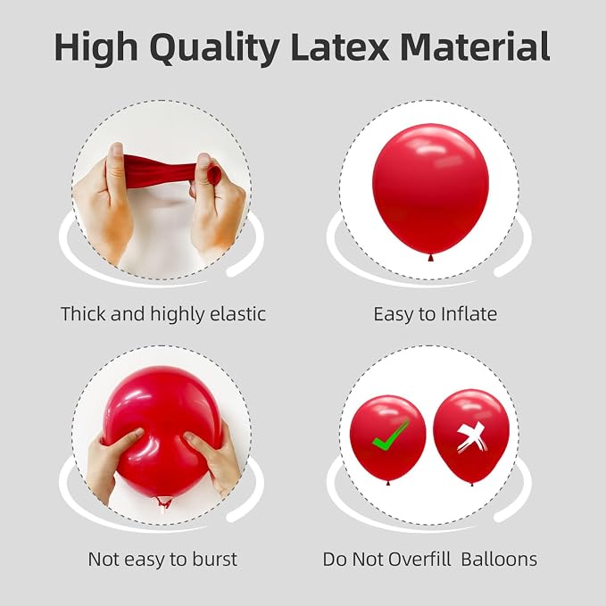 135pcs Red Balloon Arch Kit Different Sizes of 18 12 10 5 Inch Red Party - Image 3