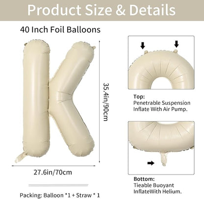 Biapian 40 Inch Giant Cream K Foil Balloons - Image 2