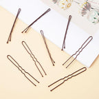 200 Pcs Brown Wave-Shaped and U-Shaped Bobby Pins Mix Metal Hair Pins Hair Accessories for Women Stylists Hair Sticks Girl