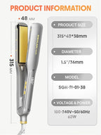 SHEGLAM Hair Straightener 1.5 inch Sleek Chic Wide Glide, 10 Million Negative Ion Flat Iron, 60s Quick Heating