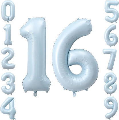 40" Light Blue Foil Number 16 Balloon by TNCDJKPA