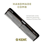 Kent 16T G Black Graphite Fine and Wide Tooth for Daily Grooming, Handmade Styling Comb for All Hair Types, Wet or Dry Hair Detangling Comb for Men and Women, Saw Cut Hand Polished, Made in England