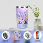 Personalized Gifts Monogrammed Birthday Gifts for Women, Her, Teacher Mother in Law Wedding Christmas Initial 20 oz Tumbler, Makeup Bag Cup Pens Journal Notebook 6 Set, (Aesthetic Purple Flower M)