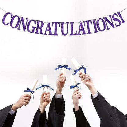 Purple Glitter Congratulations Banner, Congrats Grad/Class of 2026/So Proud of - Image 4