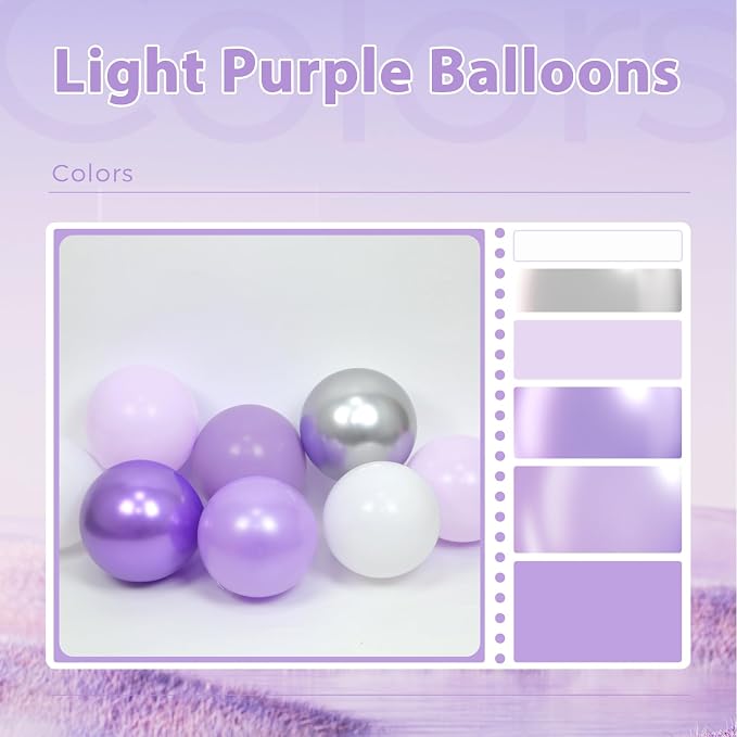 60pcs Purple and Silver Balloons 12inch - Image 4