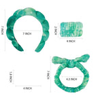 7 Pcs Spa Set, Facial Headband and Wristband Set, Skincare Accessories, College Style Girl Idea Gifts, Hair Accessories for Women and Girls (Tie Dye Green
