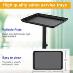 Salon Tray on Wheels- Adjustable Salon Service Rolling Tray Suitable for Mayo Stand,Tattoo Tray and Dentist Tray(Black)